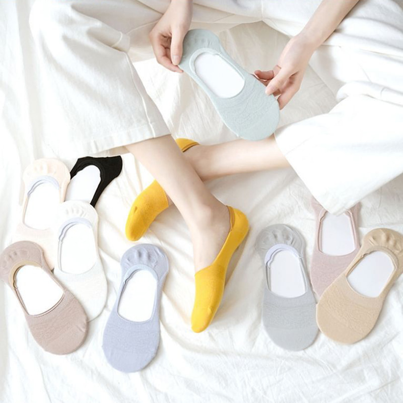 Meias de barco feminino de cor sólida com meias ocas rasas
