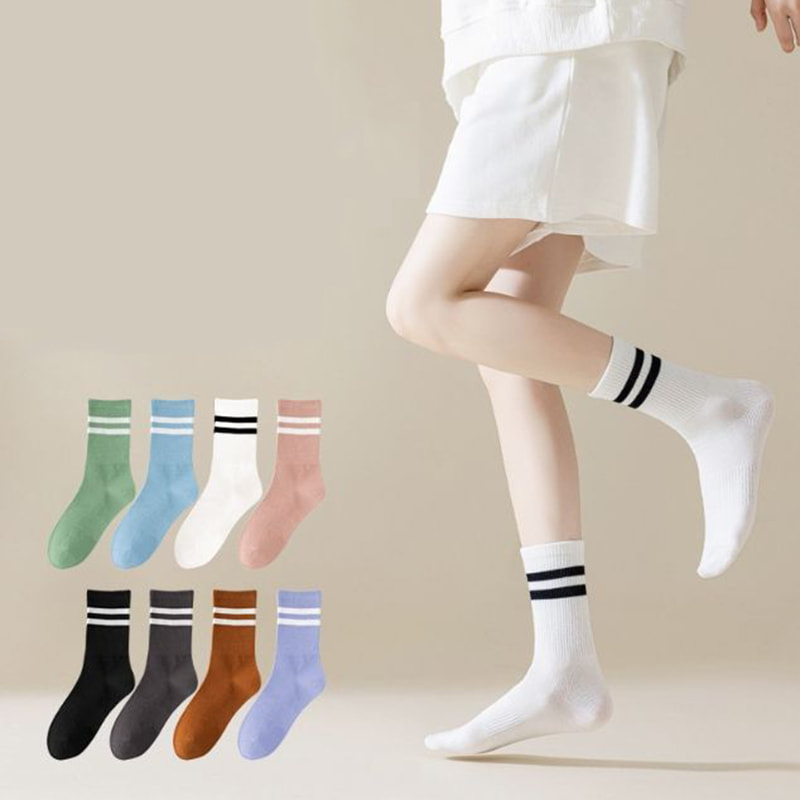 Primavera e outono Yoga Exercício Fitness Cotton Socks Meias do meio feminino Primavera e outono Yoga Exercício Fitness Cotton Socks Meias do meio feminino