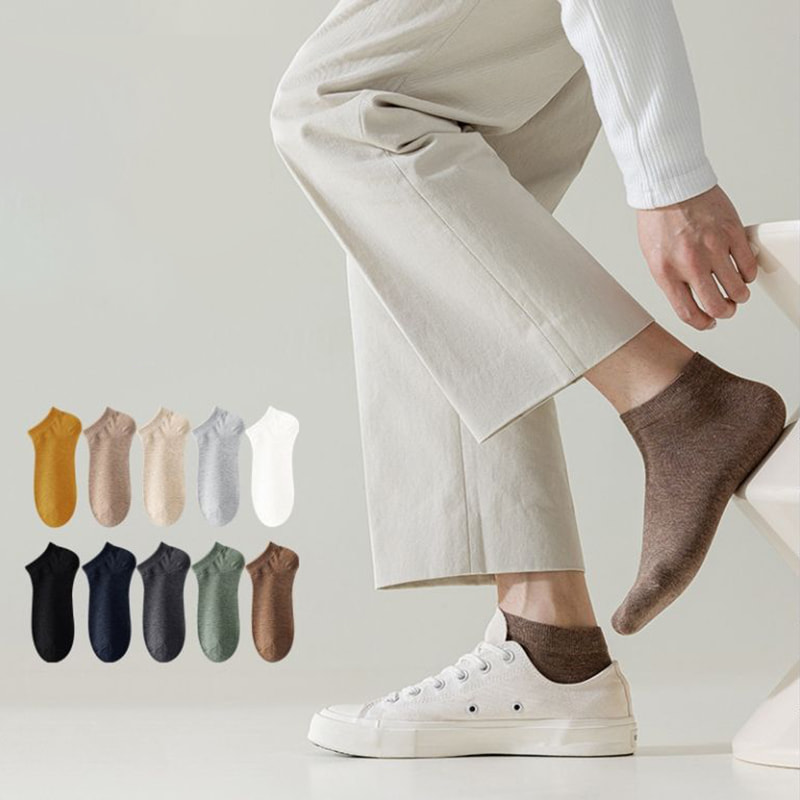Primavera e outono Algodão penteado de cores sólidas meias masculinas
