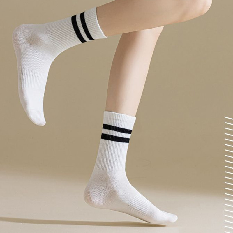 Primavera e outono Yoga Exercício Fitness Cotton Socks Meias do meio feminino Primavera e outono Yoga Exercício Fitness Cotton Socks Meias do meio feminino