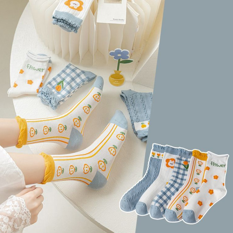 Meias de meias para crianças, meias de desenhos animados japoneses, versão coreana, meias femininas finas de quatro estações